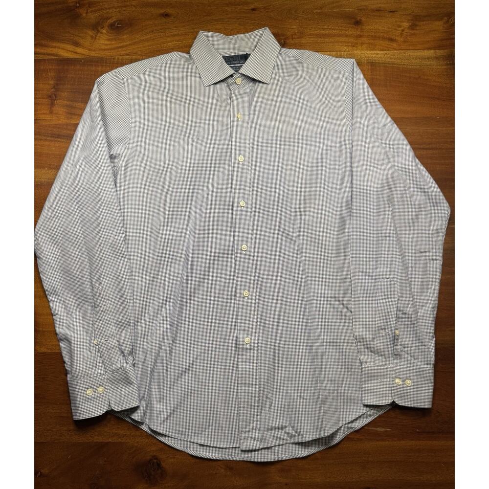 Polo Ralph Lauren Estate Custom Fit Men Blue Check Button Down Shirt Sz 16 34/35